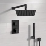 Remer SFH37 Matte Black Thermostatic Shower System with Handheld, Rain Shower Head, Shower Faucet Set